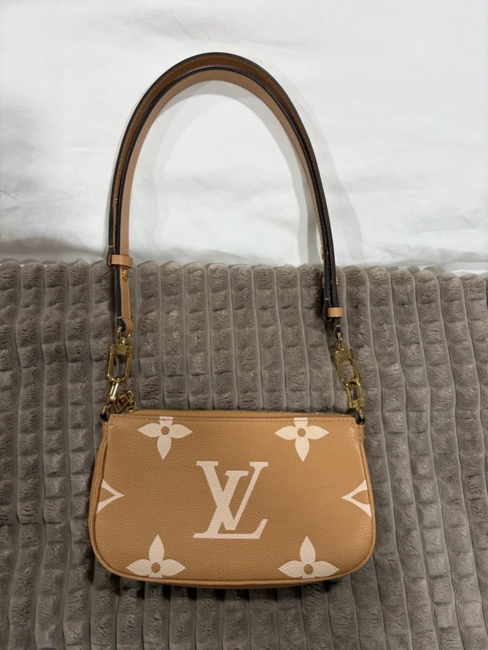 Louis Vuitton Tan & Cream Monogram Mini Shoulder Bag